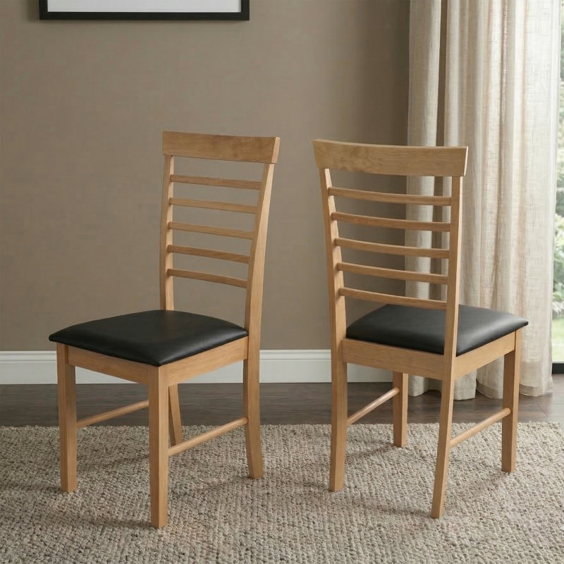 Bowerbank 46cm H Polyurethane Upholstered Ladder Back Side Chair, Light Oak
