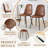Modern 7-Piece Dining Table Set, 71'' Glass Table with 6 Upholstered Chairs, Rectangular Kitchen Furniture for Space Saving-5122883