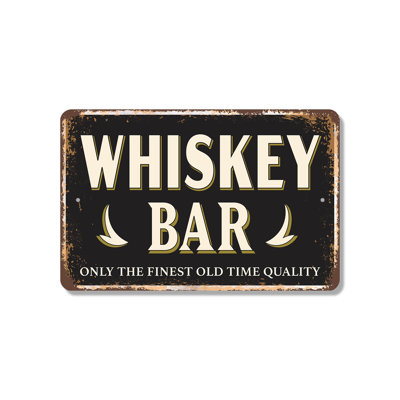 Enseigne en plastique 8 po x 12 po Whiskey Bar