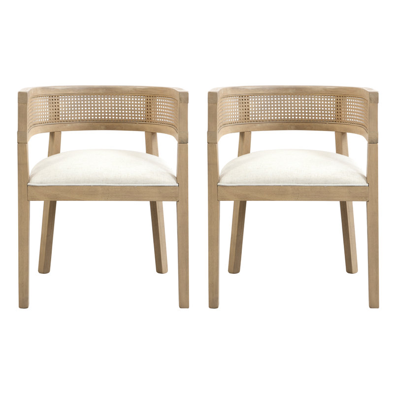 Bayou Breeze Chassidi Wood And Rattan Upholstered Arm Chairs & Reviews | Wayfair