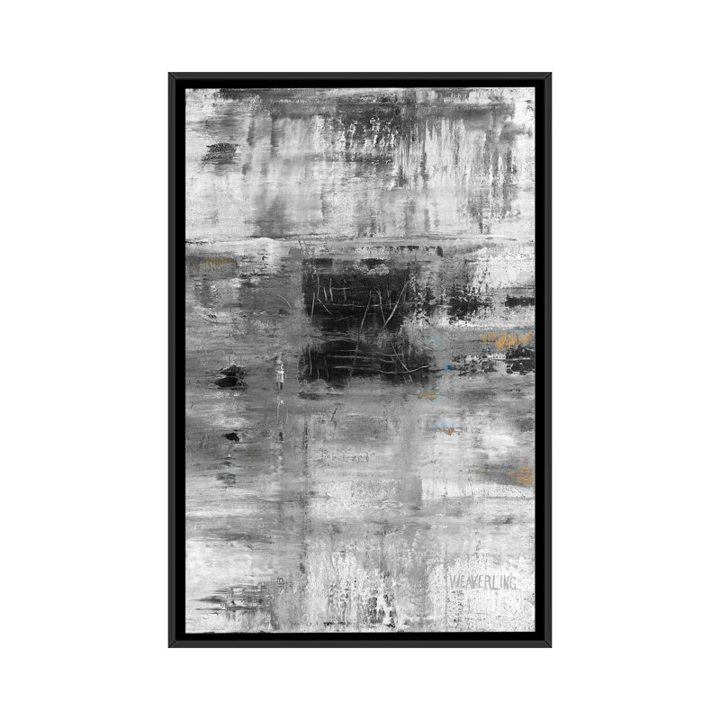 Ciel, H 40 po x l 26 po, Noir / Blanc / Doré, Toile à cadre flottant noir