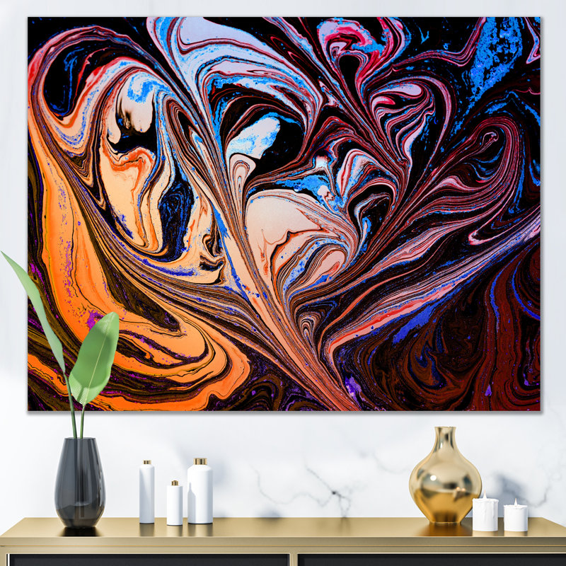 Art abstrait marbré mauve abstrait II, H 12 po x l 8 po x P 1 po, Toile tendue
