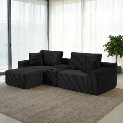 Alhertine 82"W Modular Corduroy Sofa Couch,Sleeper Sofa,Ottoman Storage