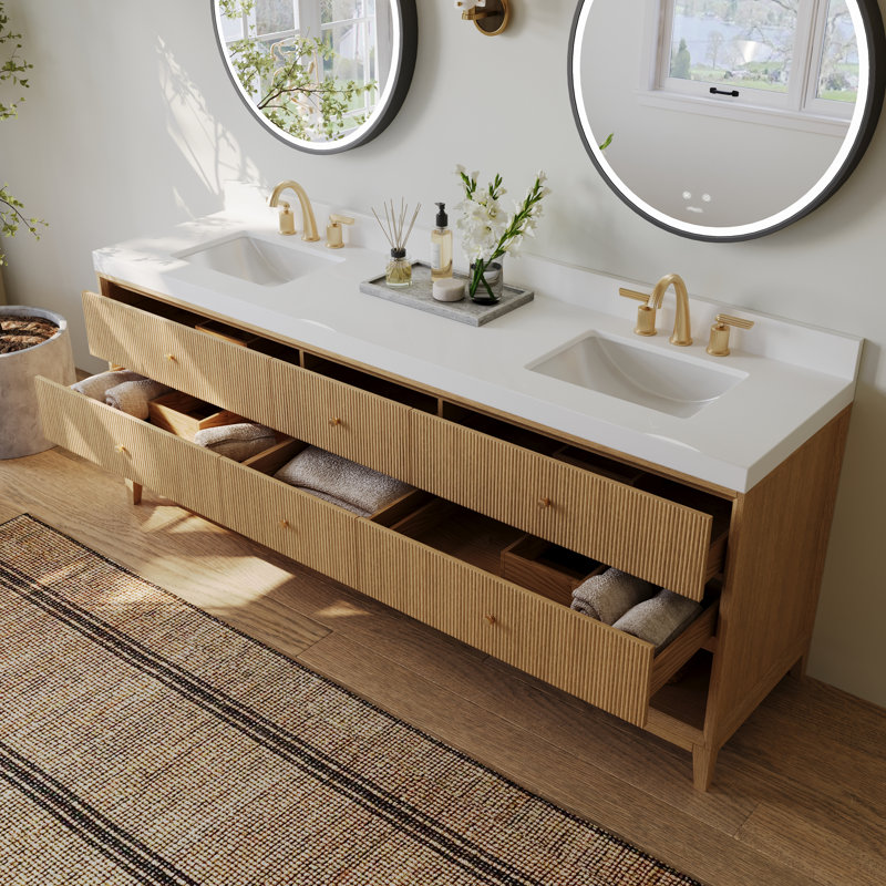 Momo 36" Freestanding Standard Single Bathroom Vanity with Top, 84", Oak