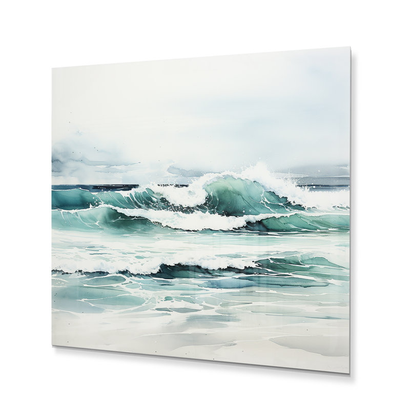 Turquoise, minimalisme, eaux tranquilles - nautique et plage, art mural en métal, salon, H 16 po x l 16 po x P 1 po
