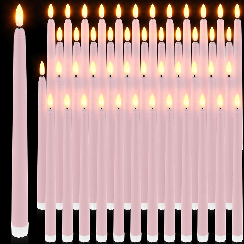 48-Pack Flameless Taper Candles - 11" Black Plastic, Realistic Yellow Flickering, Long-Lasting Battery-Operated, for Halloween/Christmas Window Decor