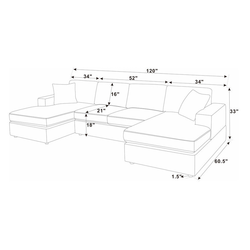 Canapé modulaire 3 pièces en velours côtelé 3 pièces, Gris