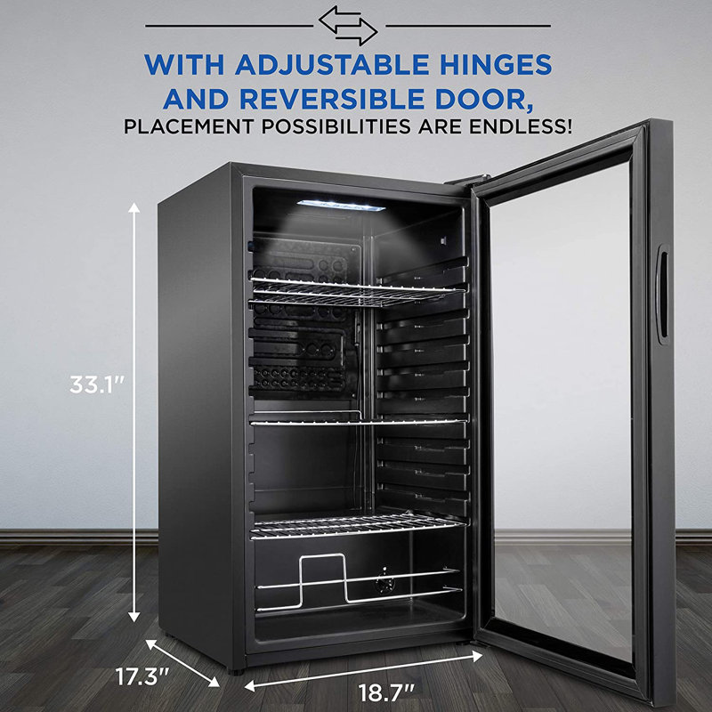 Compact Black Smart Beverage Cooler with Adjustable Shelves