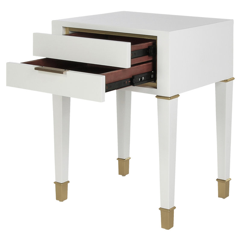 Kayce 2 - Drawer Solid Wood Nightstand in Lacquer White