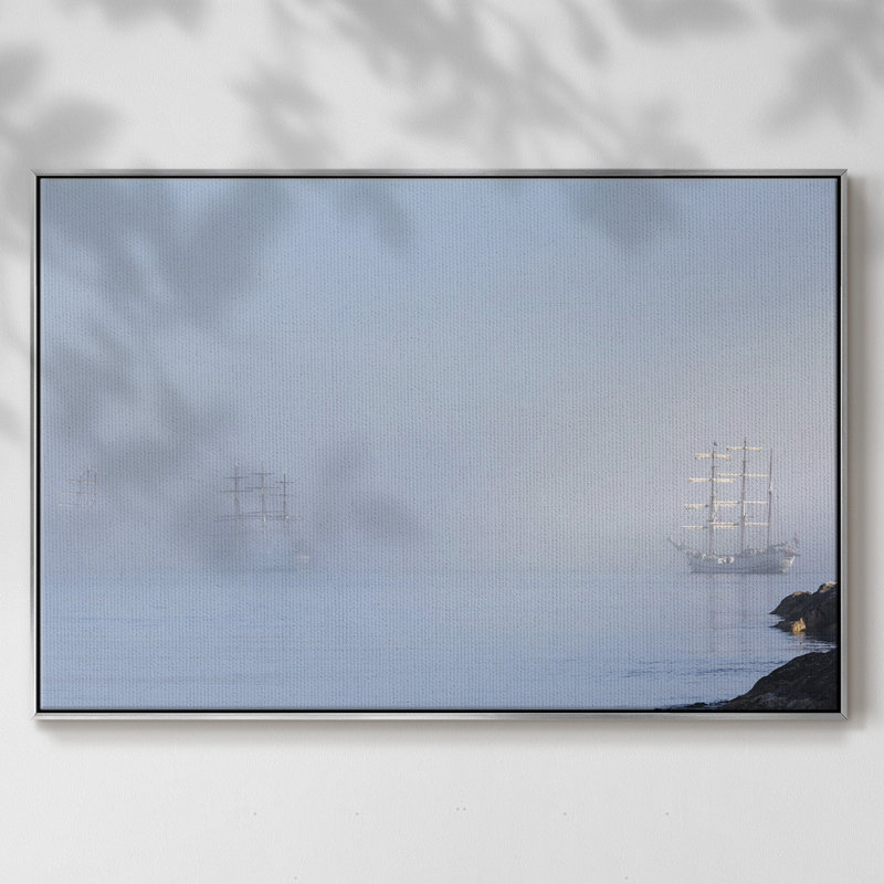 " In The Mist ", 17" H x 25" W x 2" D, Silver Framed