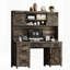 Bureau de direction Farmhouse avec huche et station de charge, rangement spacieux et tablette réglable pour l'efficacité du bureau à domicile-133654759