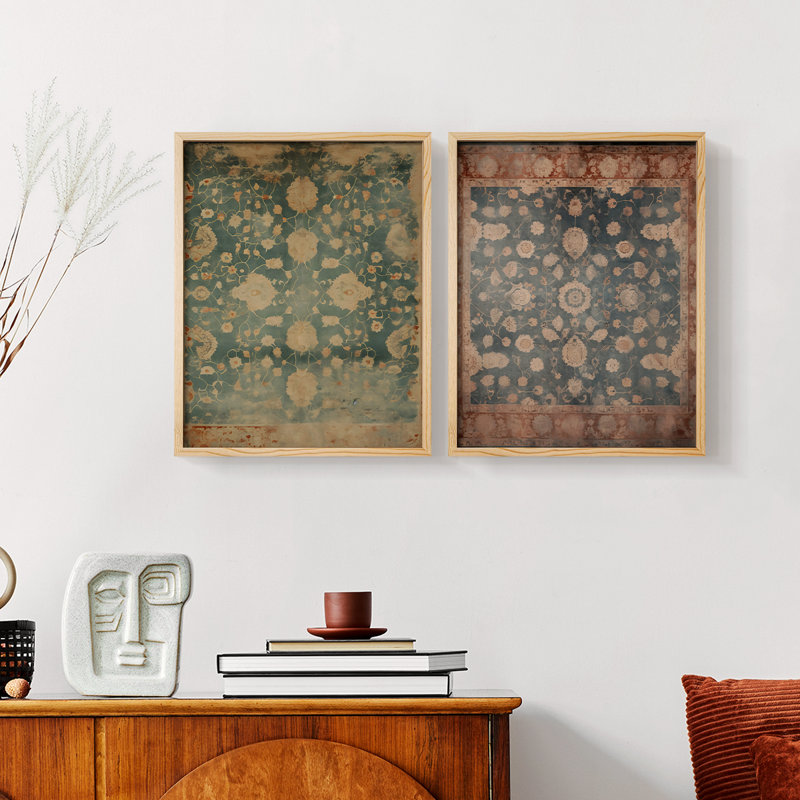 «Vintage Abstract I», impression par estampe numérique - ensemble de 2, Naturel, H 23 po x l 58 po