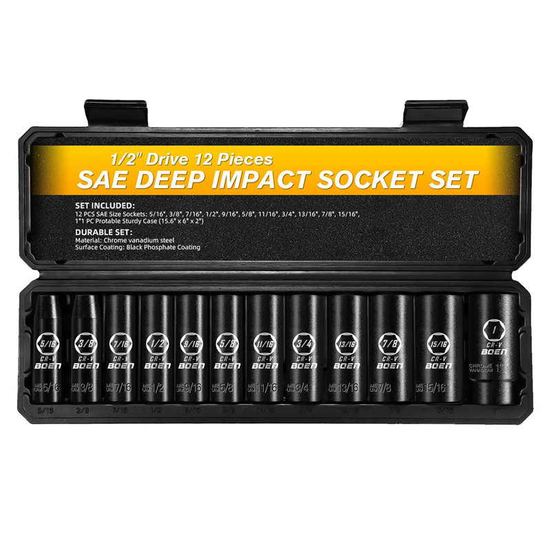 1/2" Drive SAE Deep Impact Socket Set