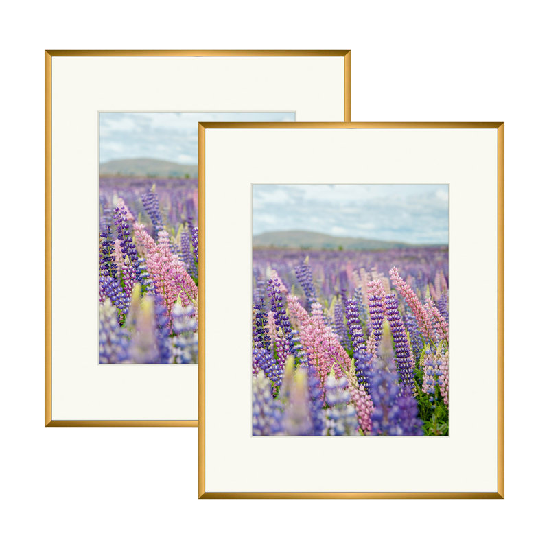 Cadre photo en métal avec passe-partout - Basics by Wayfair ™, Bronze, 16 po x 20 po emmêlé à 11 po x 14 po