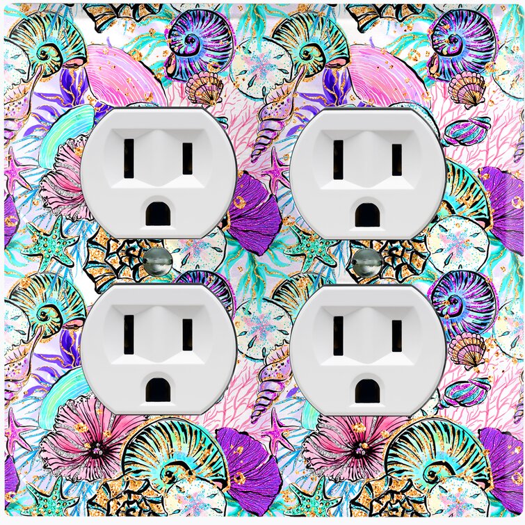 WorldAcc Metal Light Switch Plate Outlet Cover (Sea Shells Colourful 2 ...