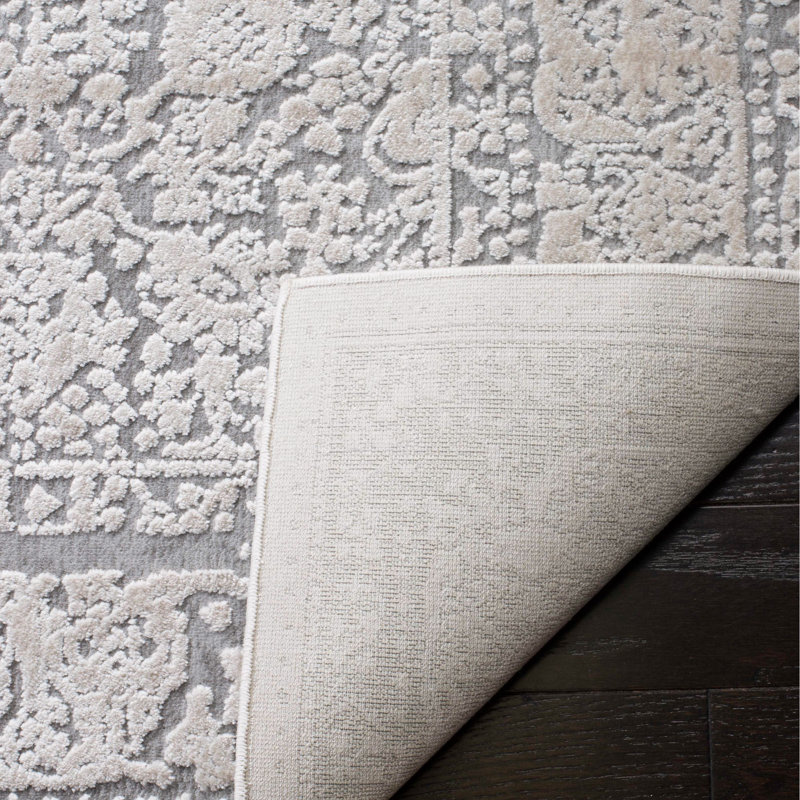 Calidia Power Loom Light Gray/Cream Rug, Rectangle 10' x 14'