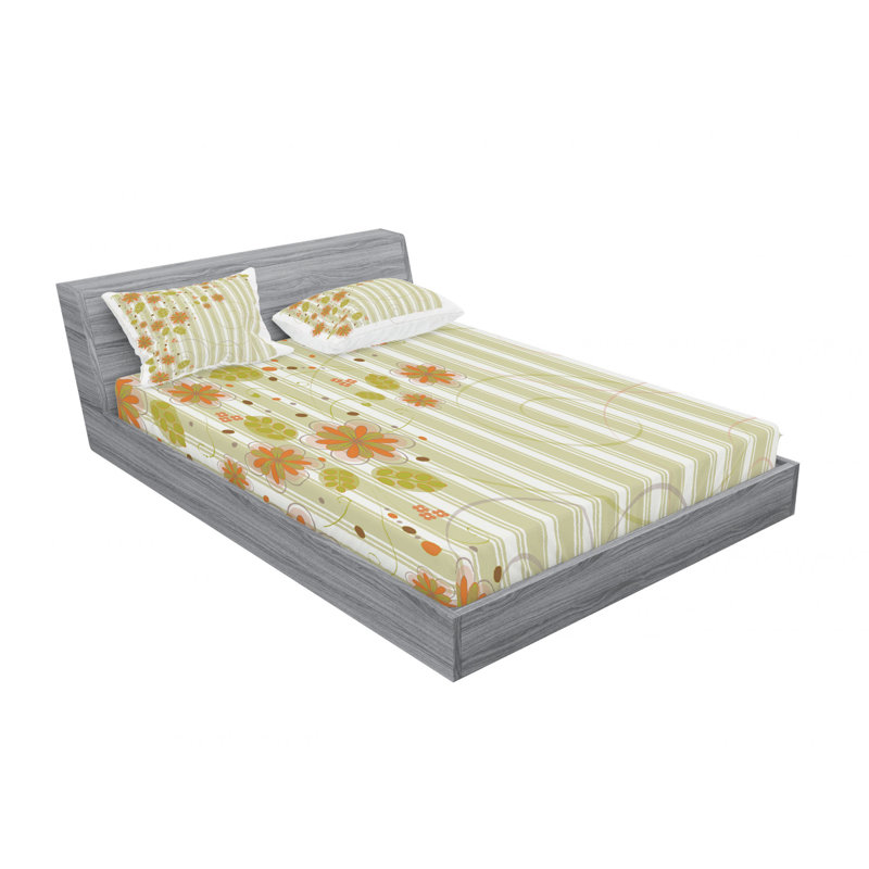 Microfiber Floral Sheet Set, Queen Sheet Set with Fitted Sheet
