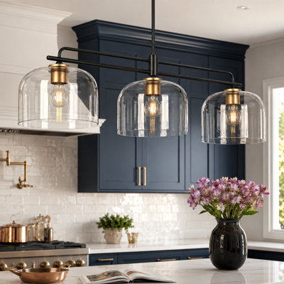 Luminaire suspendu linéaire à 3 lumières à intensité variable pour îlot de cuisine 43,3 po