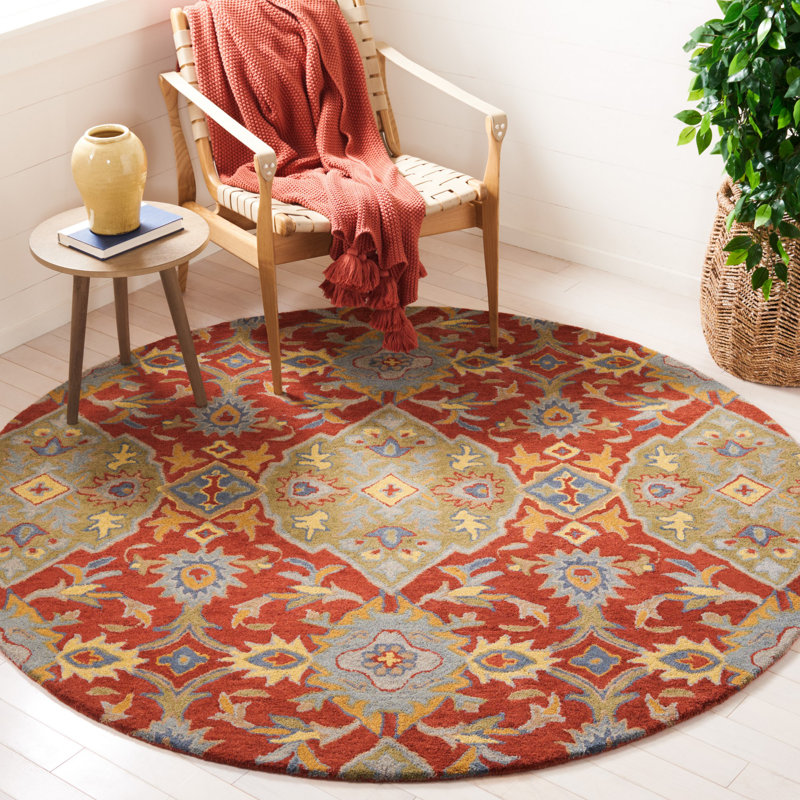 Lyliana Hand Tufted Wool Floral Rug, Round 6'