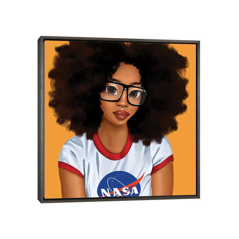 « Nerd Girl » par Princess karibo-impression d’art graphique, Toile avec cadre gris, Pas de tapis