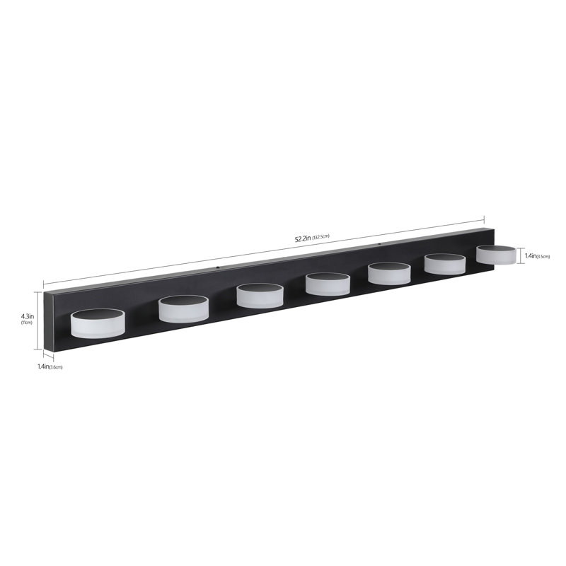 7-Light LED Vanity Light with Acrylic Shades, Black