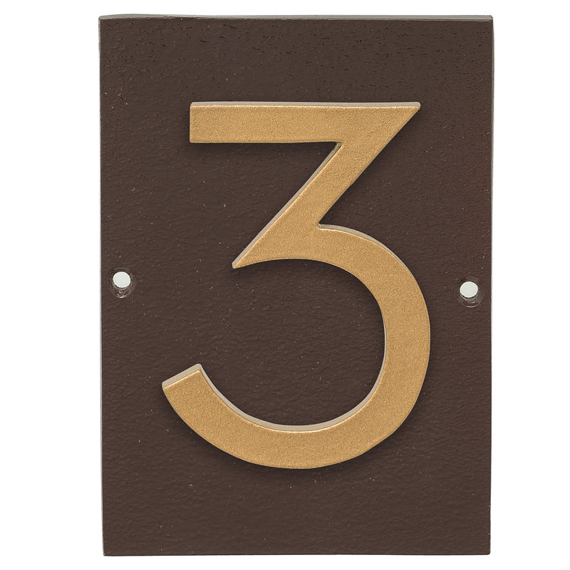 Plaque d’adresse murale sur 1 ligne flottante, Or, Bronze romain, Oui