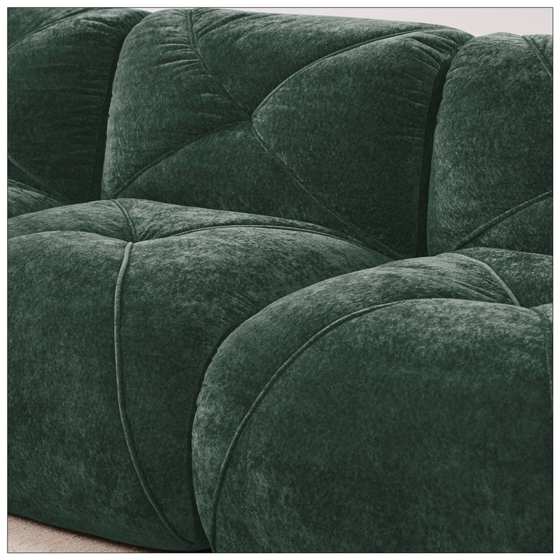 Canapé en L sans os avec tissu en velours doux, conception capitonnée, éponge haute densité et repose-pieds mobile pour une utilisation polyvalente