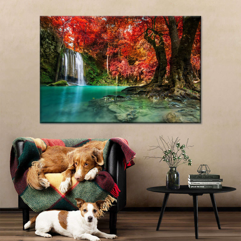 " Autumn Trees And Waterfall ", 32" H x 48" W x 1.25" D