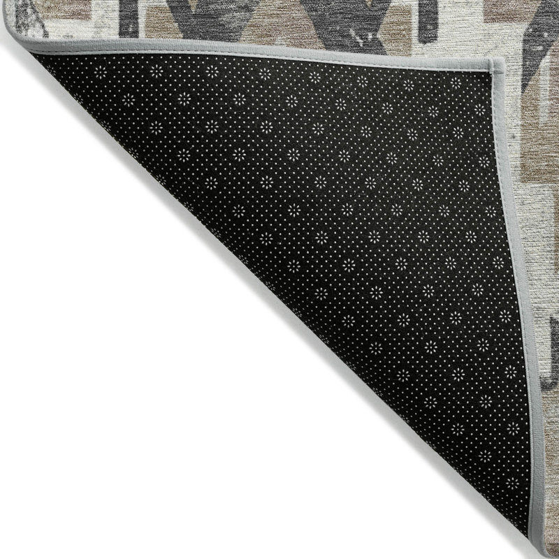 Machine Washable Indoor/Outdoor Xhevrie Taupe Rug, Rectangle 9' x 12'