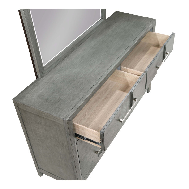Commode 6 tiroirs Adryan, Gris