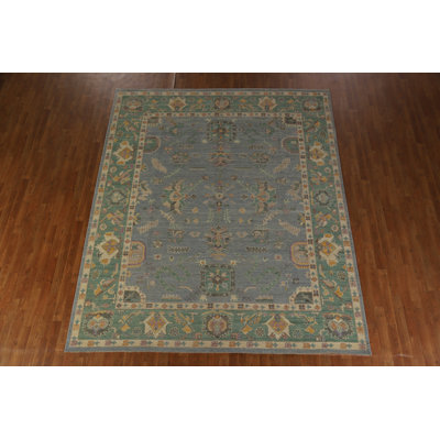 Blue & Green Handmade Oushak Vegetable Dye Area Rug 8x10