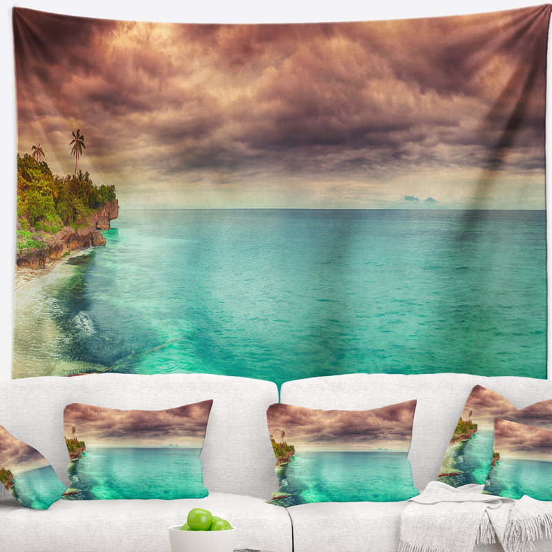 Tapisserie de vue panoramique seascape green, H 50 po x l 60 po