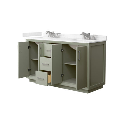 Strada 60" Freestanding Double Bathroom Vanity with Cultured Marble Top