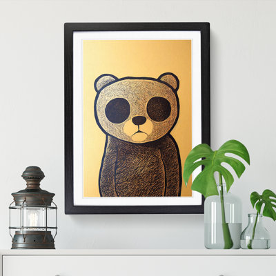 FRM-V0523-2488X Teddy Bear Sgraffito - Single Picture Frame Print