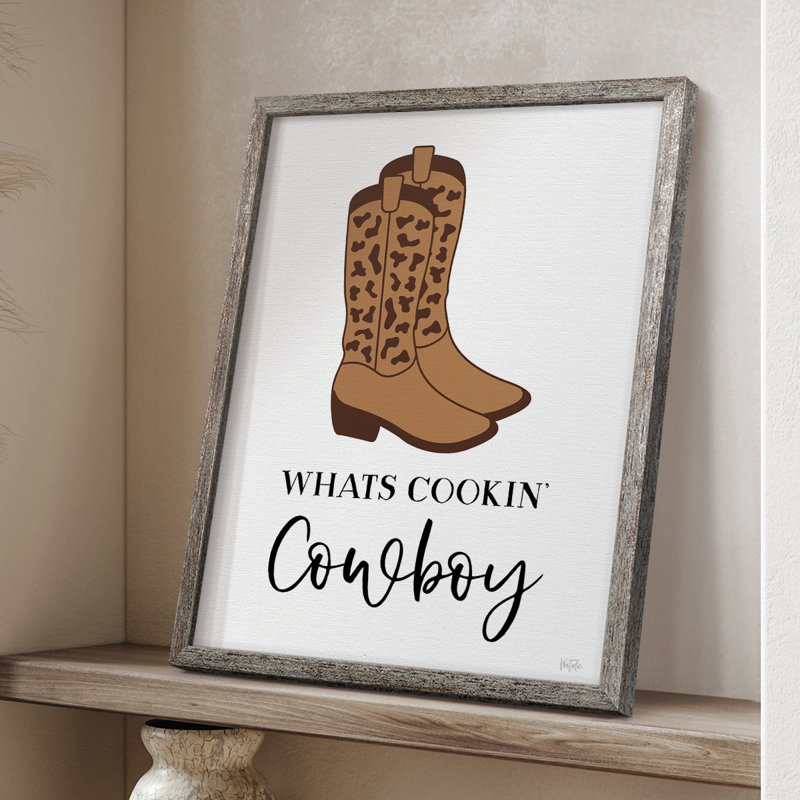 «What Cookin 'Cowboy», reproduction encadrée - bois massif, H 11 po x l 9 po