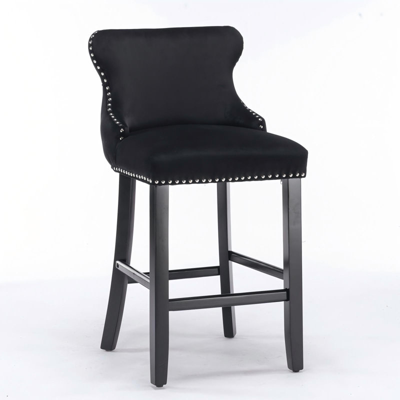 Tabourets de bar en velours, Noir