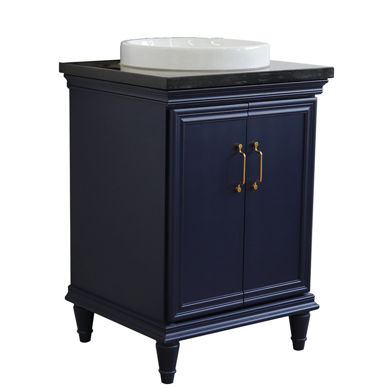 Ensemble de meuble-lavabo simple 25 po Hunstant, Bleu, Granite noir Galaxy