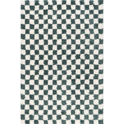 Adelaide Mid-Century Checkered Shag Area Rug
