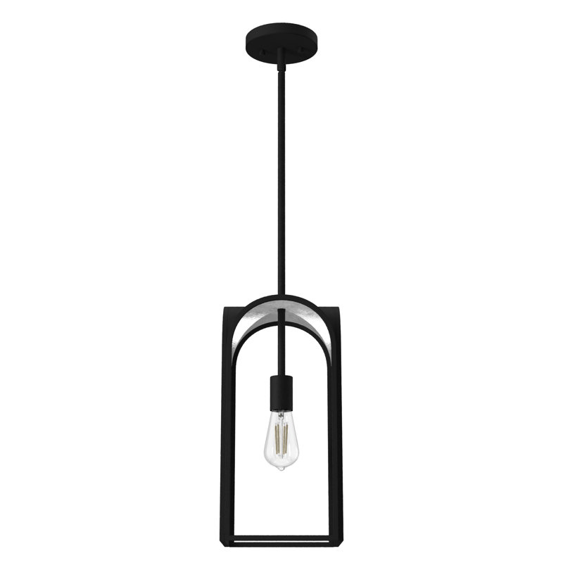 Dukestown 1 Light Lantern Mini Pendant, Natural Iron/Silver Leaf