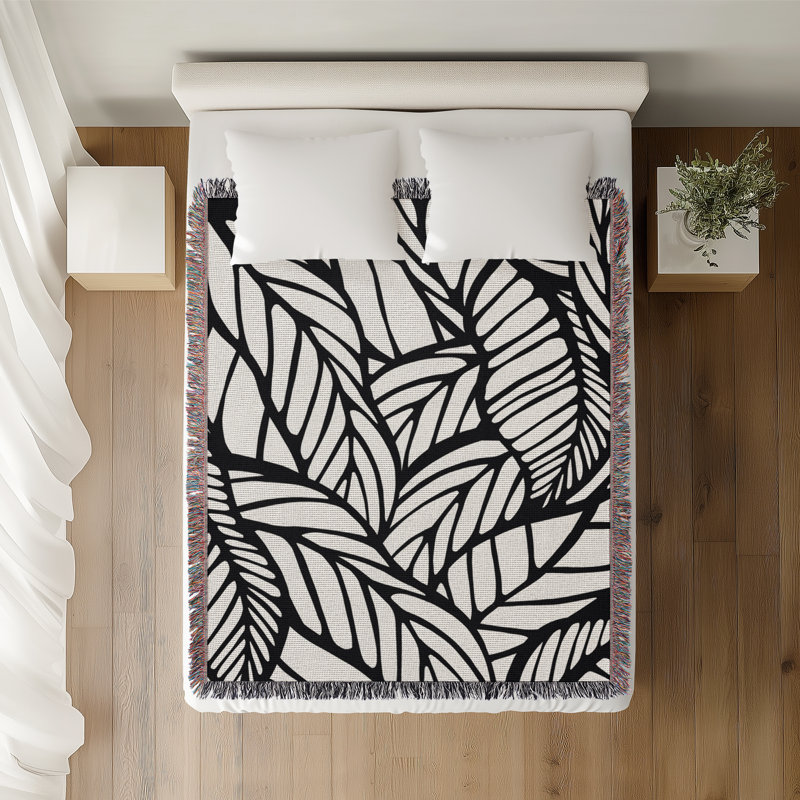 Jeté en coton Caro, 50 x 70, Noir
