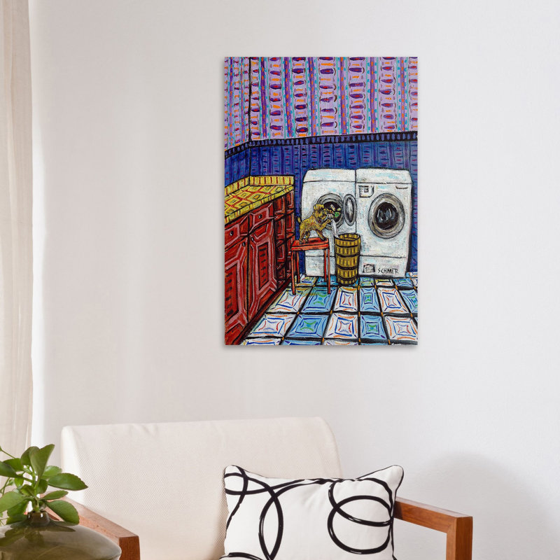 «Brussels Griffon Laundry» par Jay Schmetz, reproduction sur toile, H 18 po x l 12 po