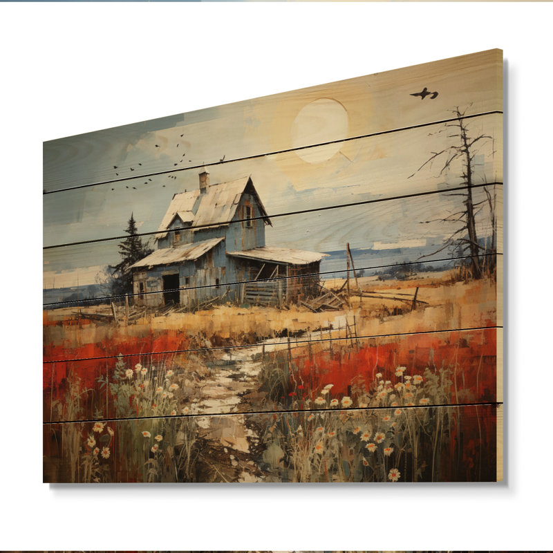 «Farmhouse Collage» sur impression sur bois, H 10 po x l 20 po x P 0,78 po