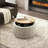 Ottoman with Storage, 2-in-1 End Table/Footstool, Light Gray Linen, 25.5x25.5x14.5" | Light Grey | MDF-708689802