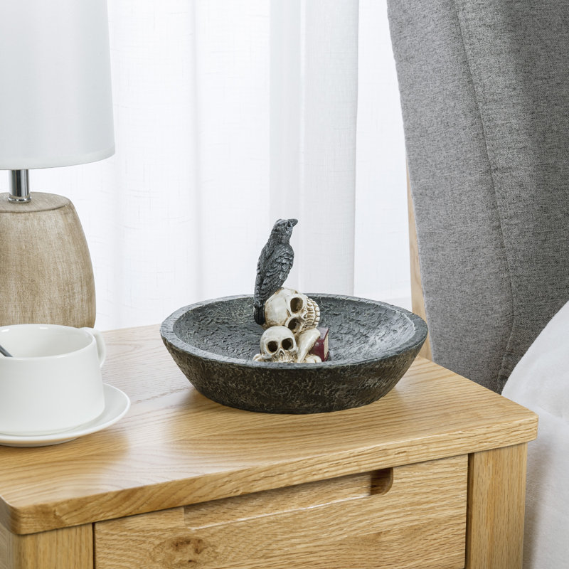 Halloween Skull and Crow Jewellery Ring Holder