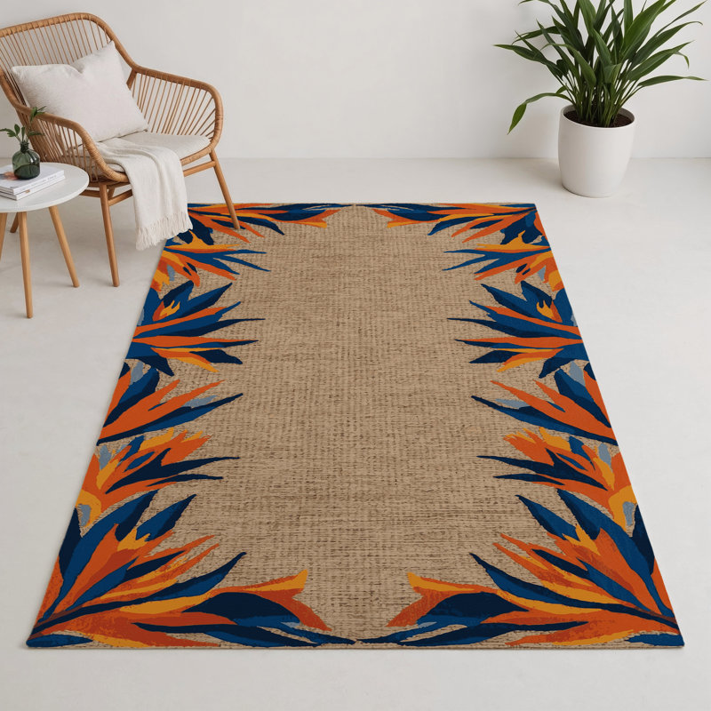 Tapis d'intérieur et d'extérieur brun Botanical, Rectangulaire 3 pi x 5 pi