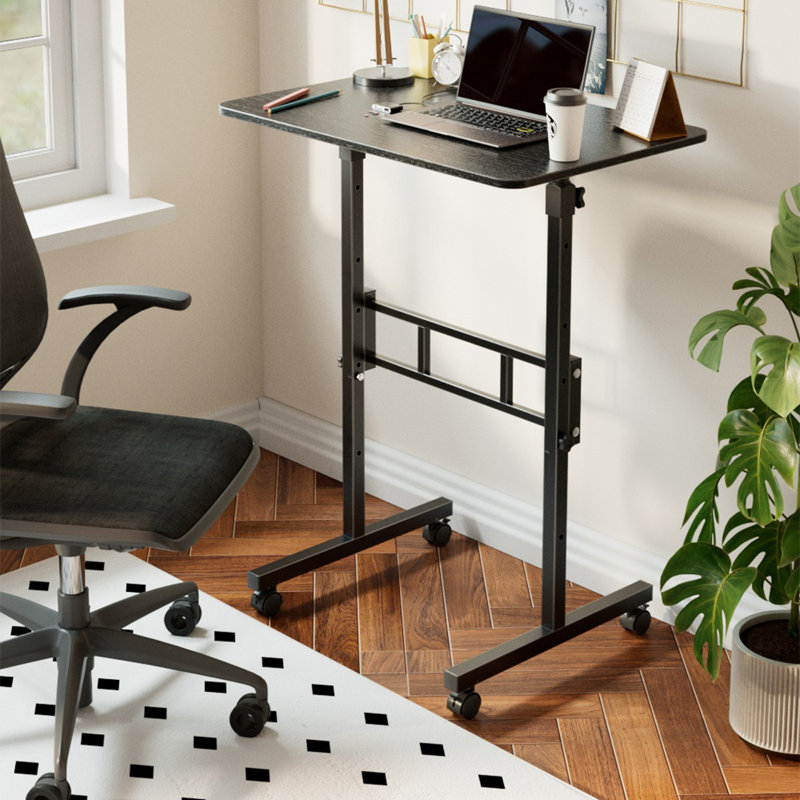 Adjustable Metal Base Computer Desk, Black
