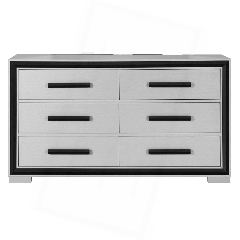 Commode 6 tiroirs avec poignées barres monochromes