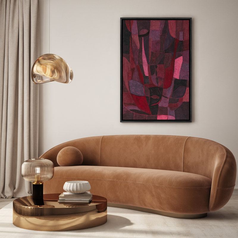 "Bourgogne rouge", cubes abstraits géométriques, composition artistique contemporaine, impression encadrée, H 36 po x l 24 po