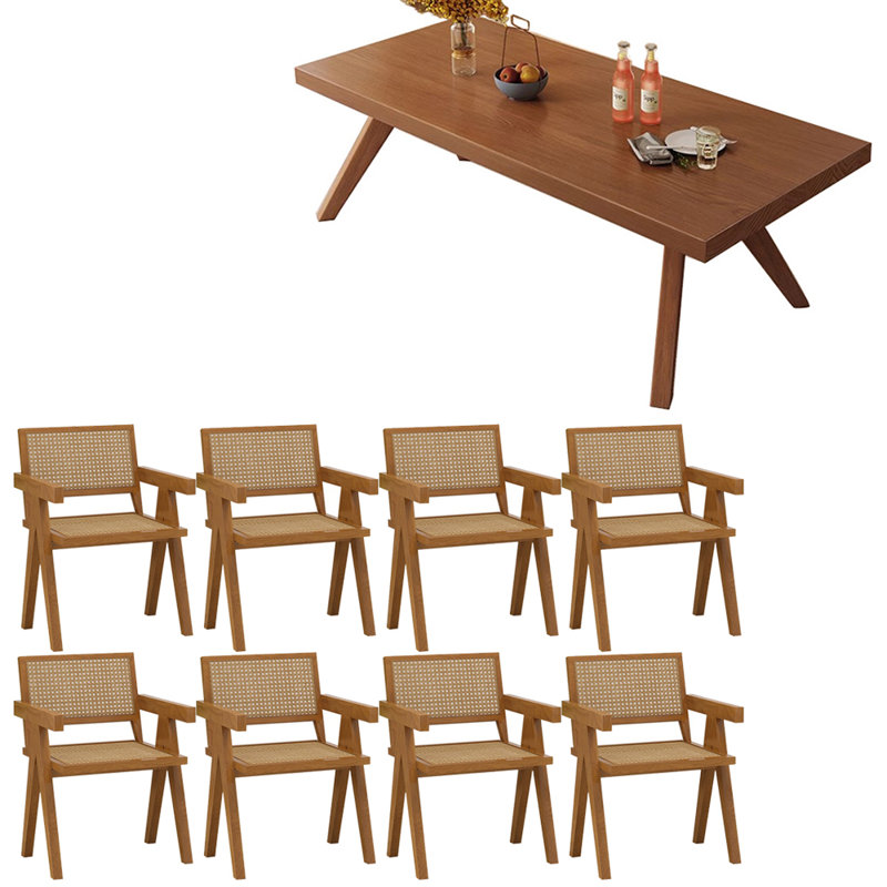 Ensemble de table à manger moderne en bois massif rectangulaire, H 29,5 po x L 86,6 po x l 35,4 po