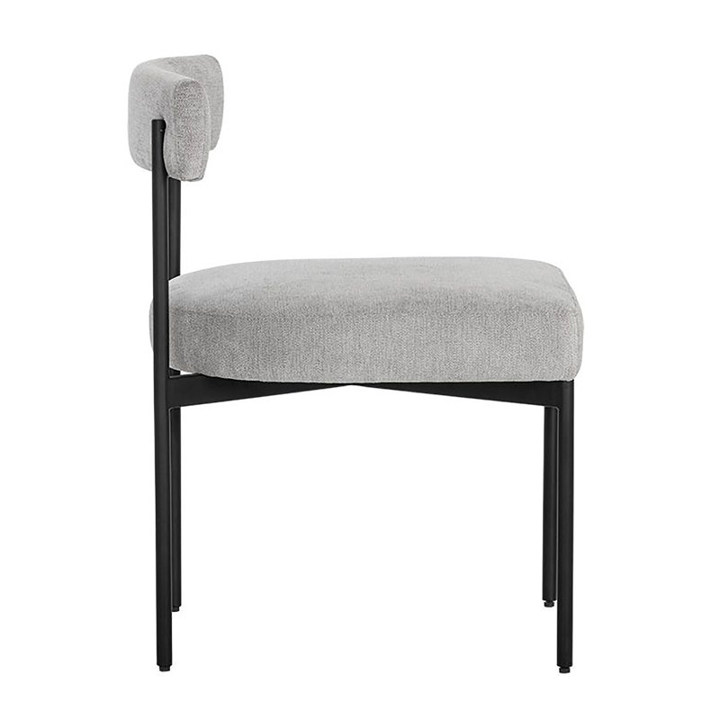 Seneca Upholstered Dining Chair, Light Gray Performance, Black